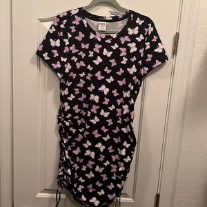 NWOT VS PINK Navy/Butterfly Ruched Dress